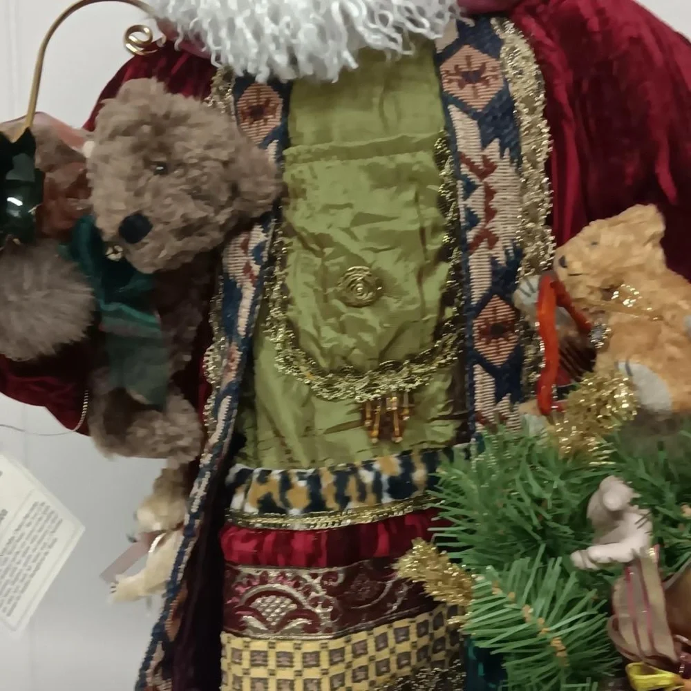 Holiday Santa Figure in Red and Green Velvet